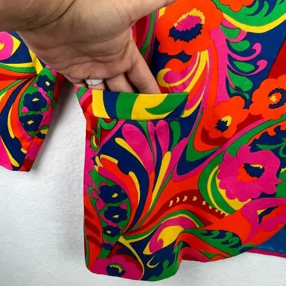 Vintage 90s All Over Bright Colorful Psychedelic Florals Artsy Blazer Medium - Picture 6 of 13